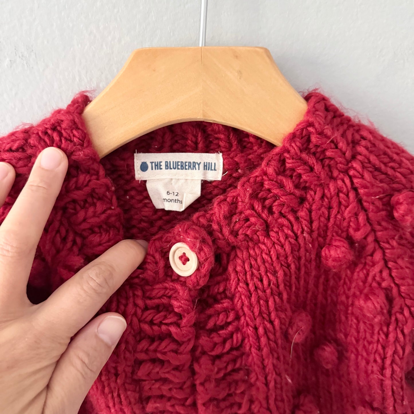 The Blueberry hill / Red bubble knit cardigan / 6-12M