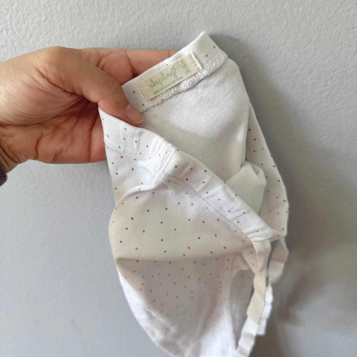 Sapling / White x pink organic cotton pants / 3-6M