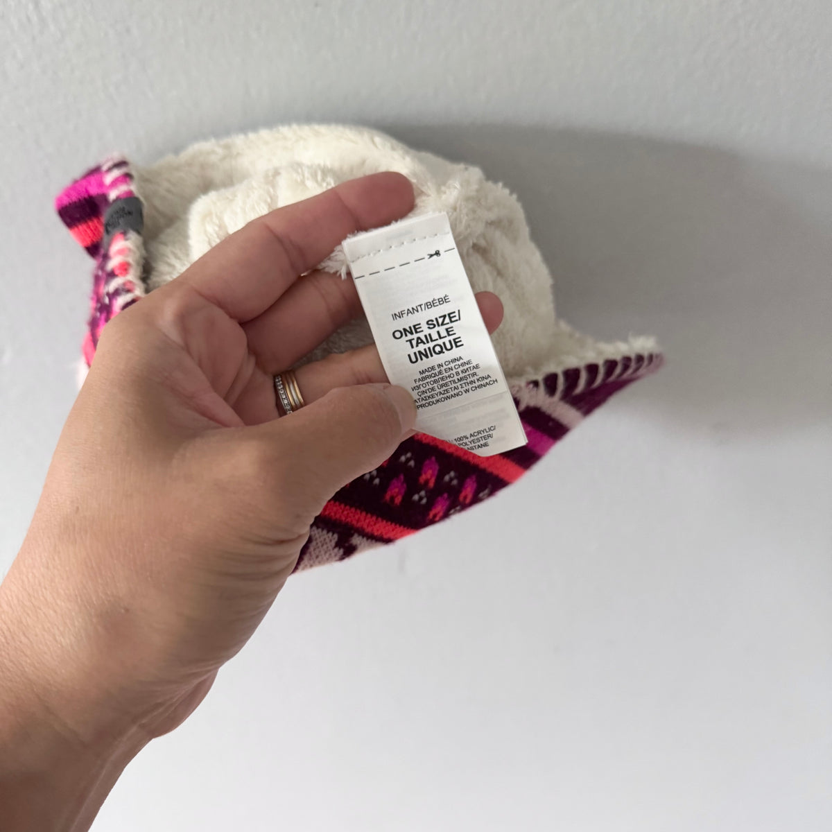 The North Face / Sherpa lined knit hat - pink / 0-12M