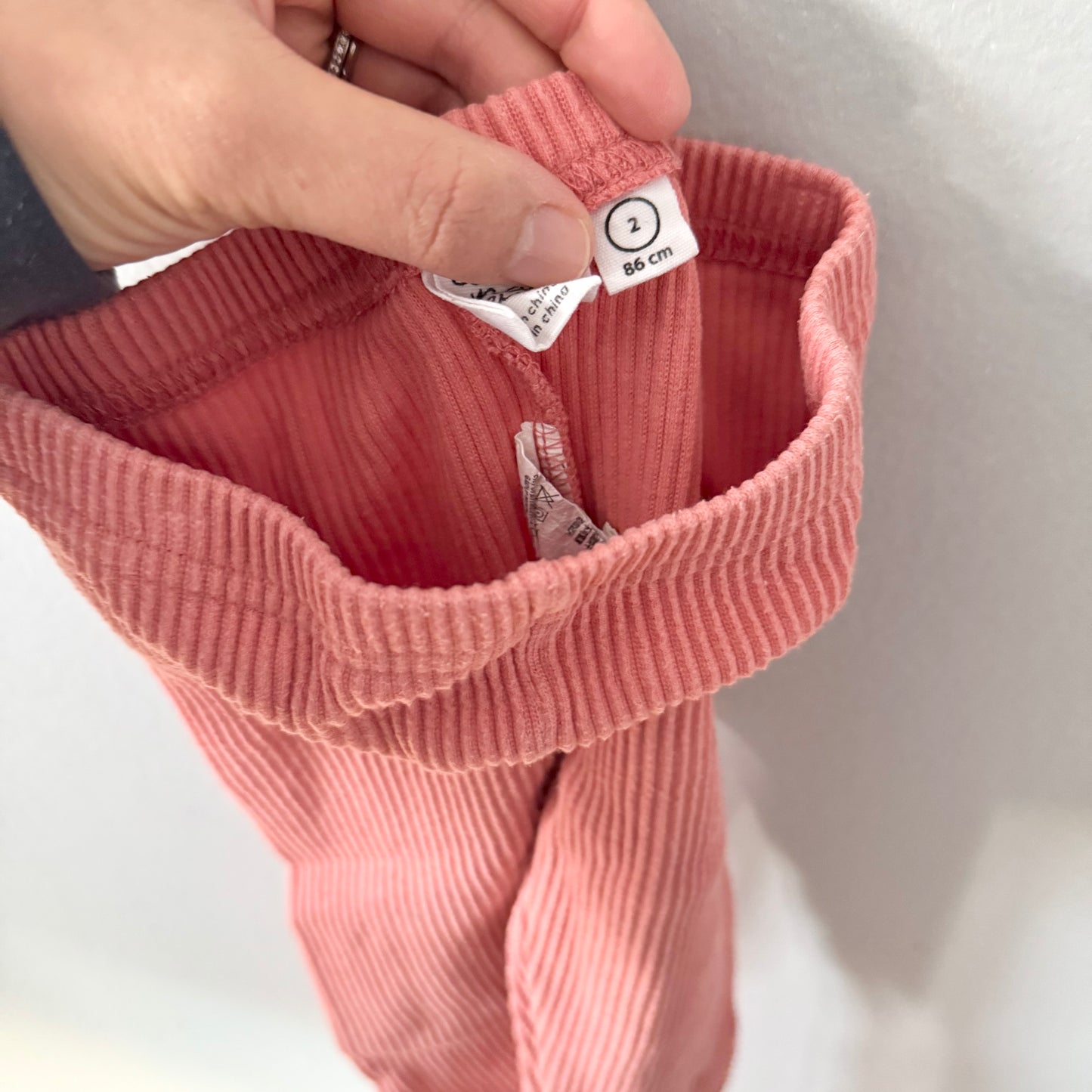 Deux par deux / Orange ribbed leggings / 2Y