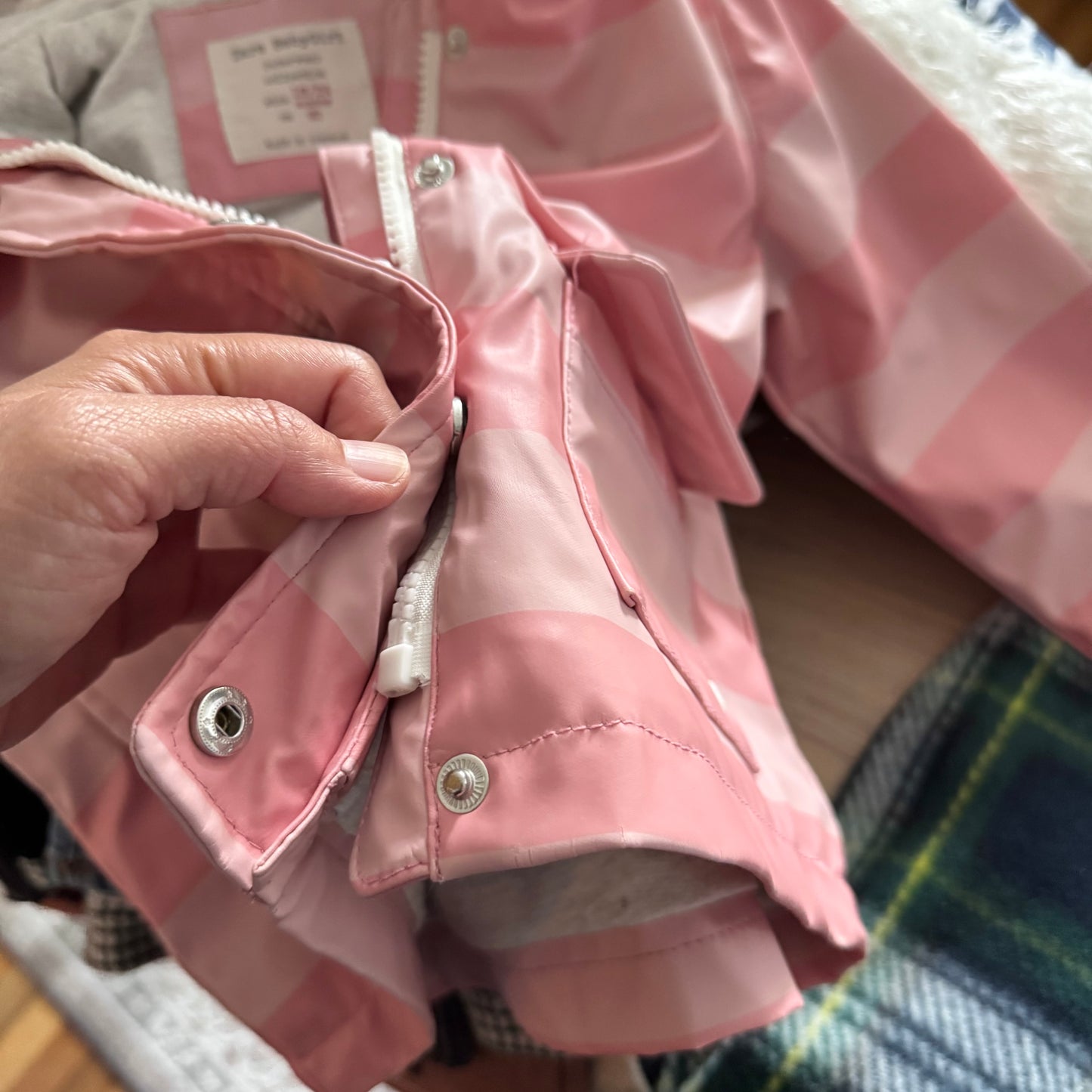 Zara / Pink stripe rain jacket / 18-24M