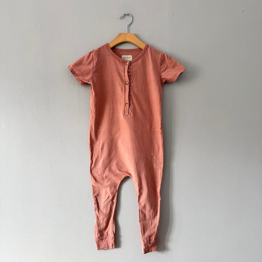 Mini mioche / Orange brown short sleeve romper / 5Y