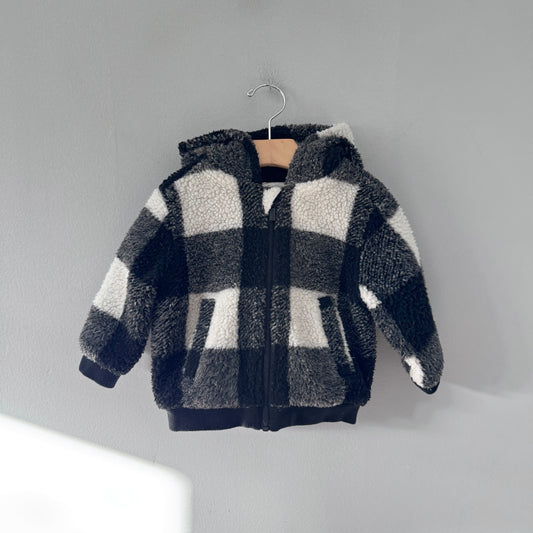 Miles the label / Sherpa plaid zip up jacket / 18M