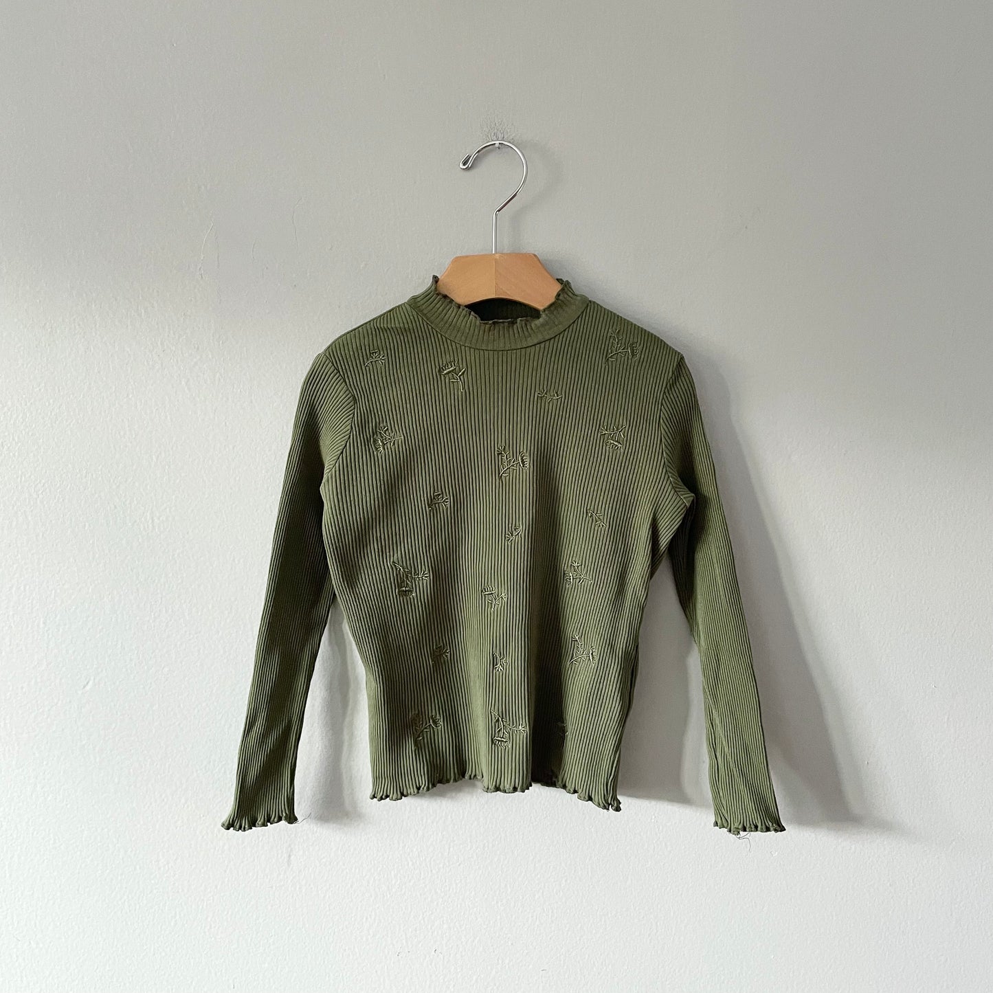 Zara / Khaki ribbed long sleeve top / 6Y