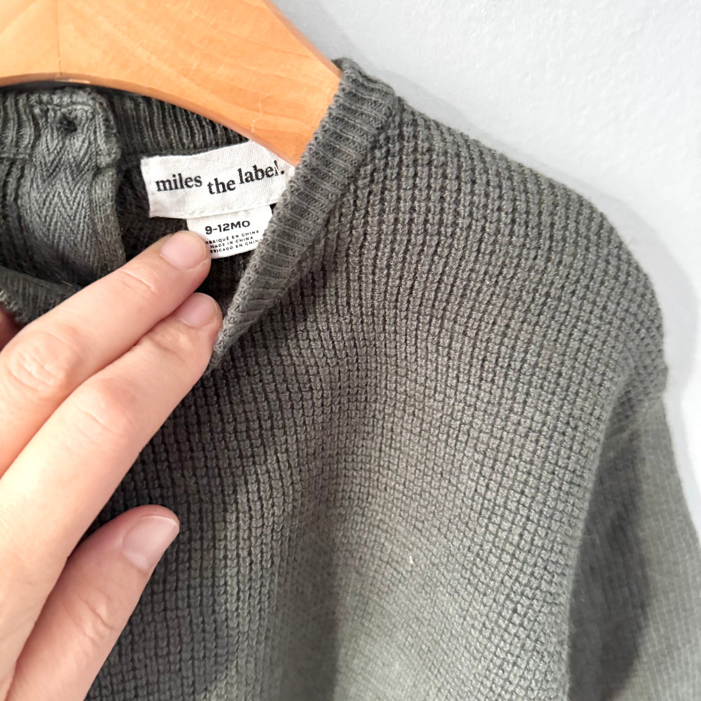 Miles the label / Dark green knit pullover / 9-12M