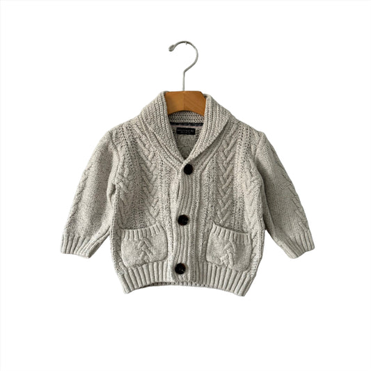 Next / Light grey cable knit jacket / 9-12M