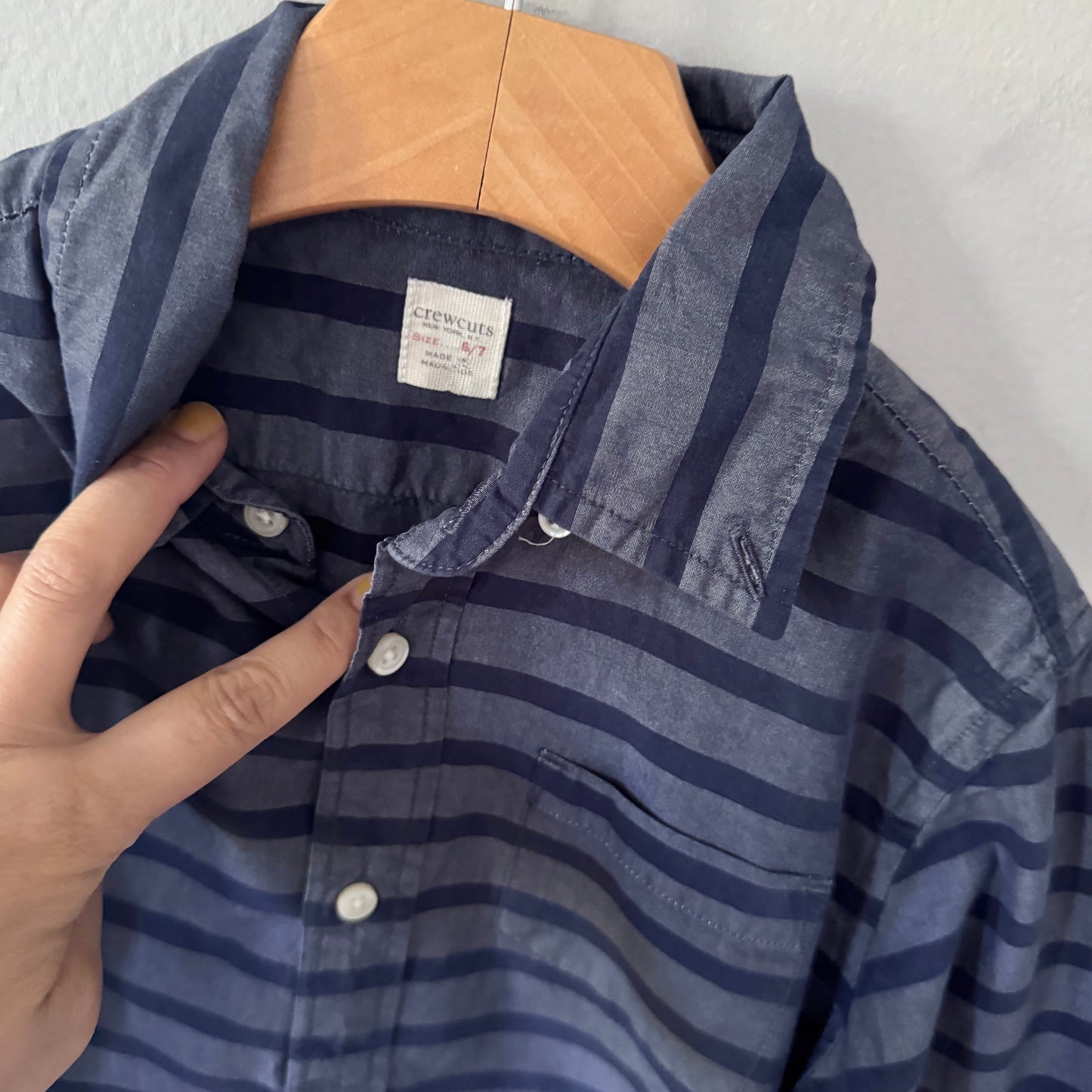 Crewcuts / Navy stripe shirt / 6-7Y
