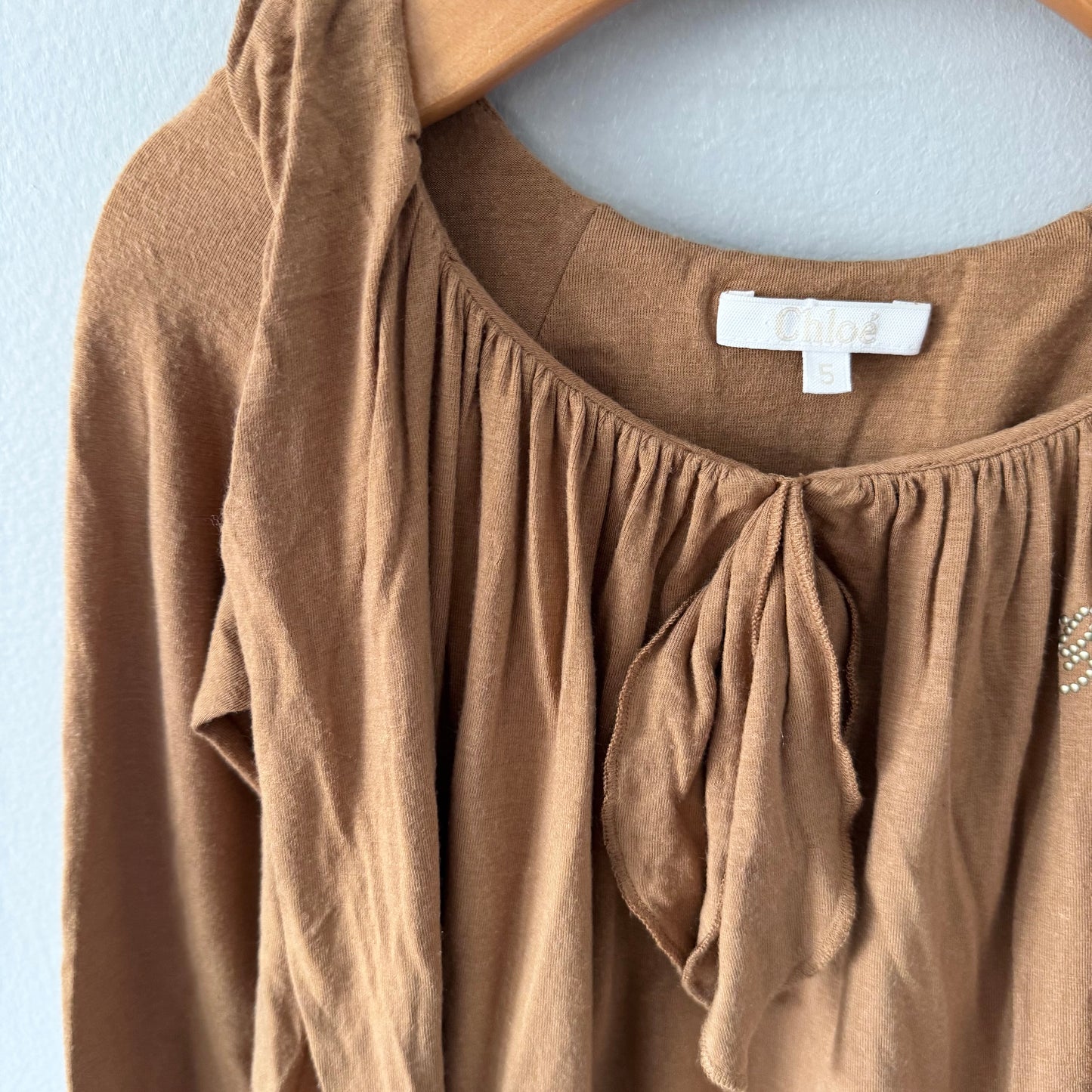 Chloé / Robe en rayonne à manches longues marron / 5 ans