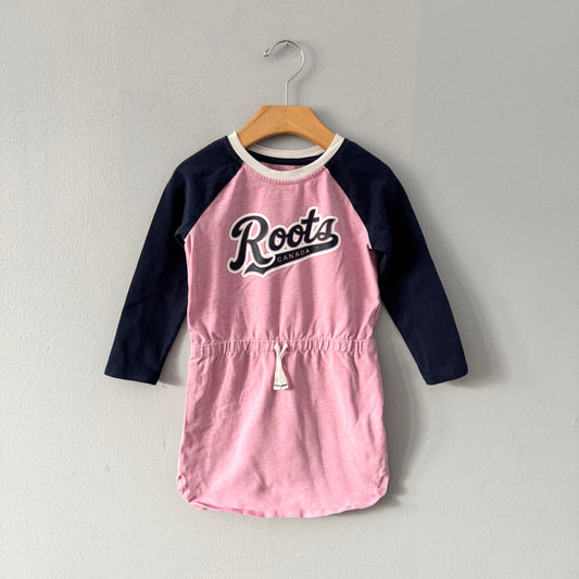 Roots / Pink x navy raglan dress / 4T