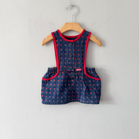 Vintage Oshkosh / Denim x red flower overall skirt / 18M