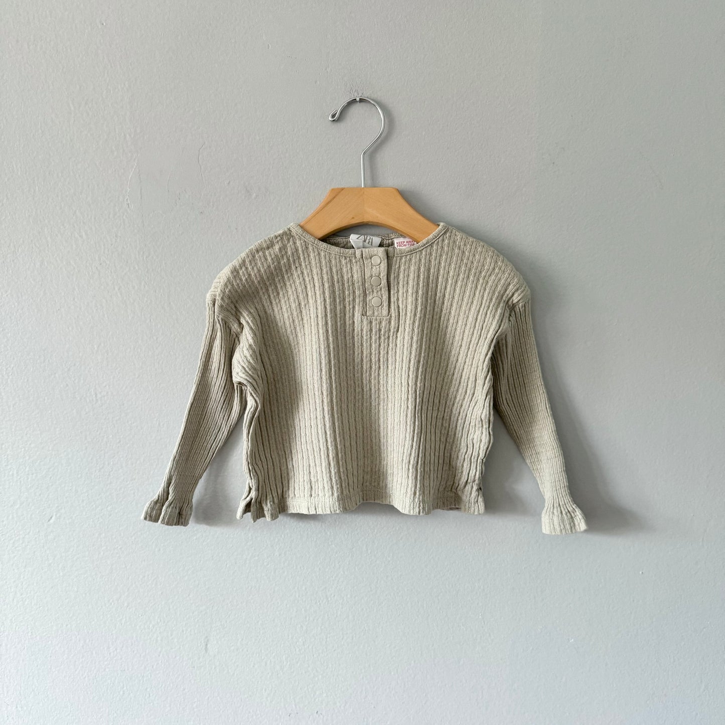 Zara / Smokey grey ribbed top / 12-18M