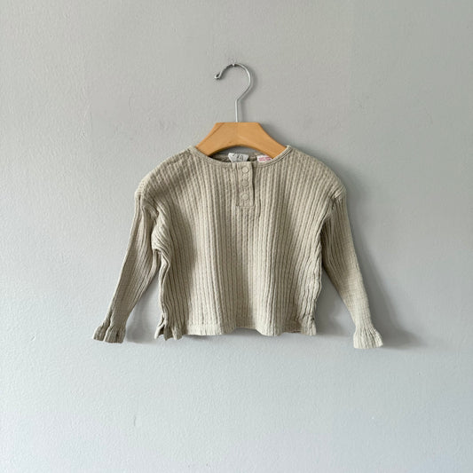 Zara / Smokey grey ribbed top / 12-18M