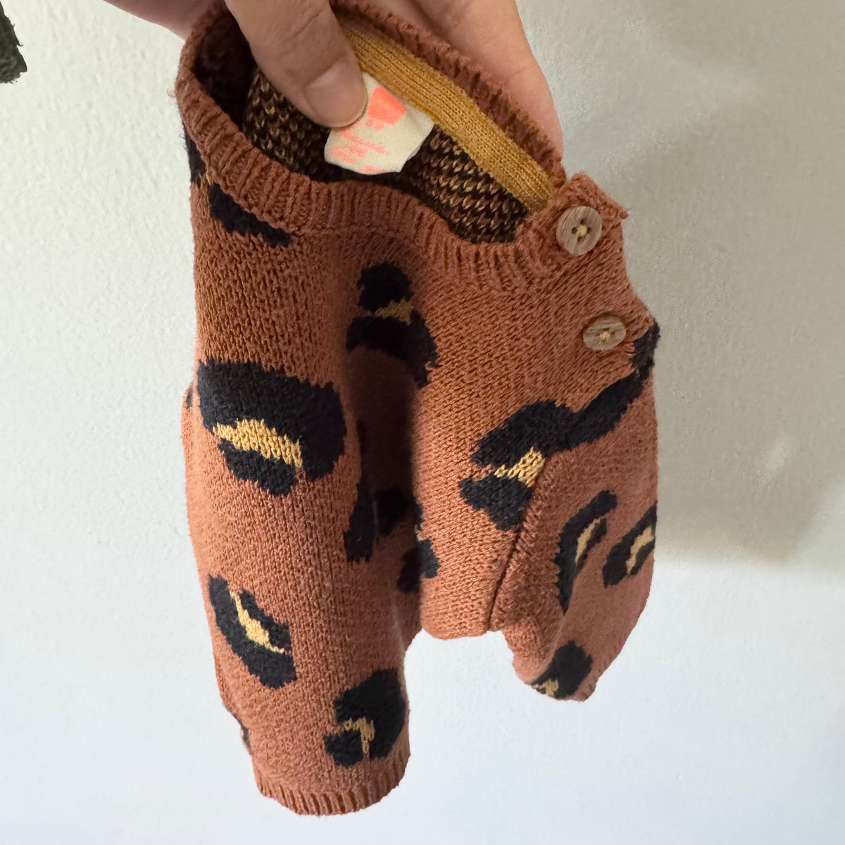 Hema / Brown x leopard knit top / 62(3-6M)