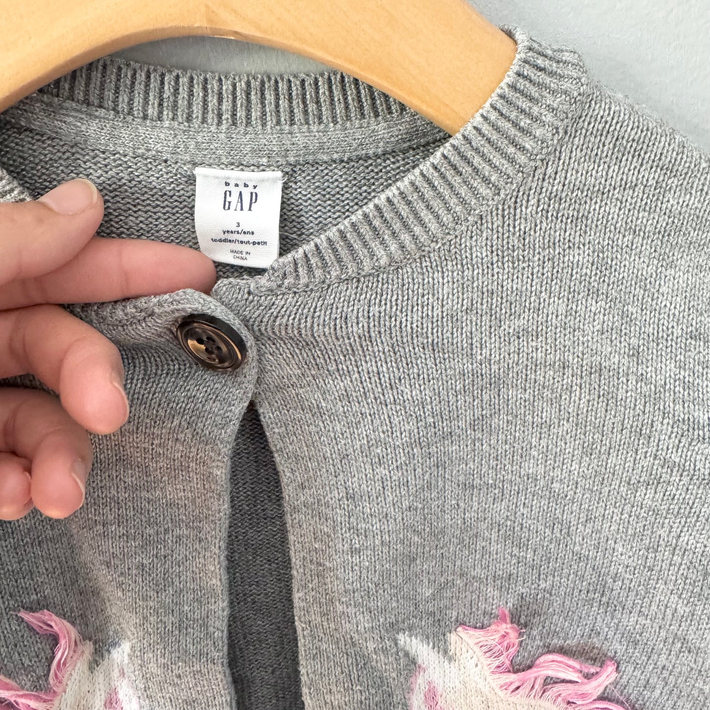 Gap / Grey x unicorn cotton cardigan / 3Y