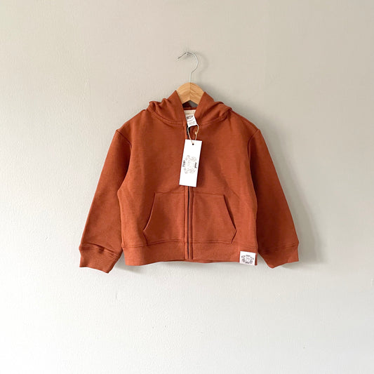 Fox & Poppy / organic cotton zip up hoodie | 2T / Rust