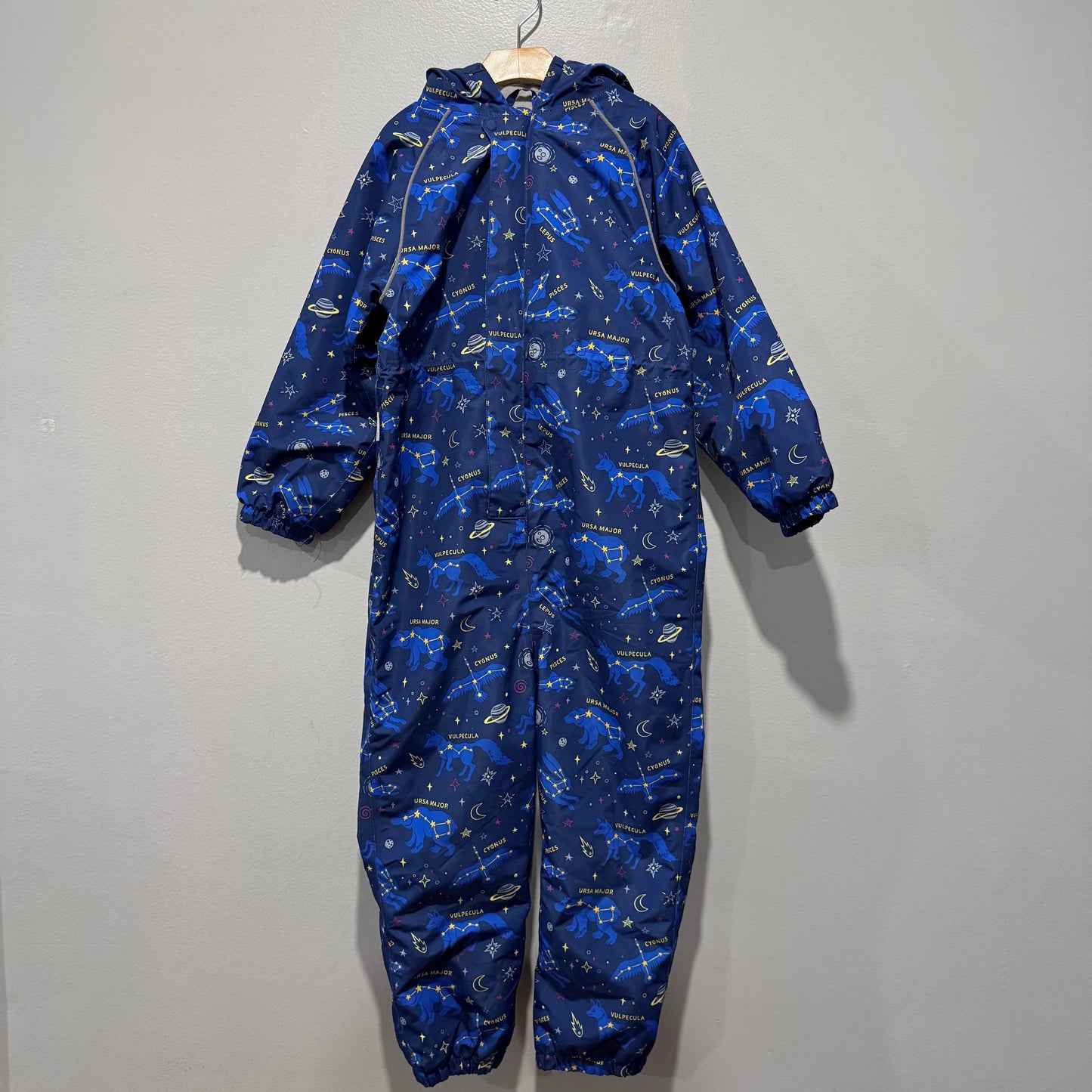 Jan & Jul / Navy x star fleece lined rain suit / 6Y