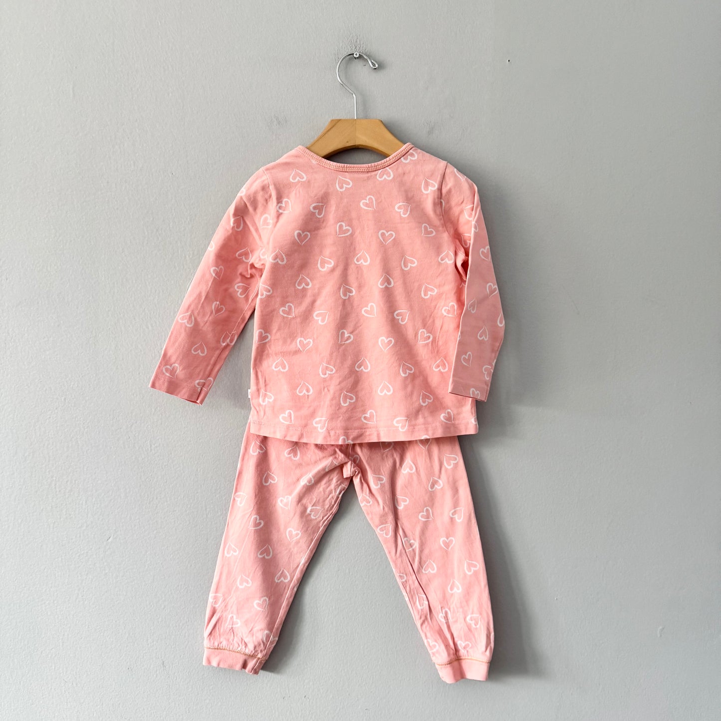 Sanetta / Pink x heart long sleeve & pants set / 3Y(98cm)