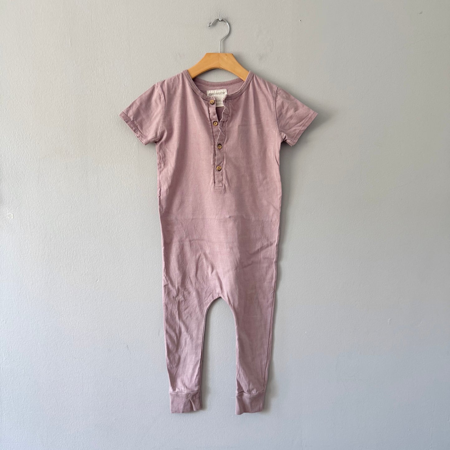 Mini mioche / Smokey purple short sleeve romper / 4Y