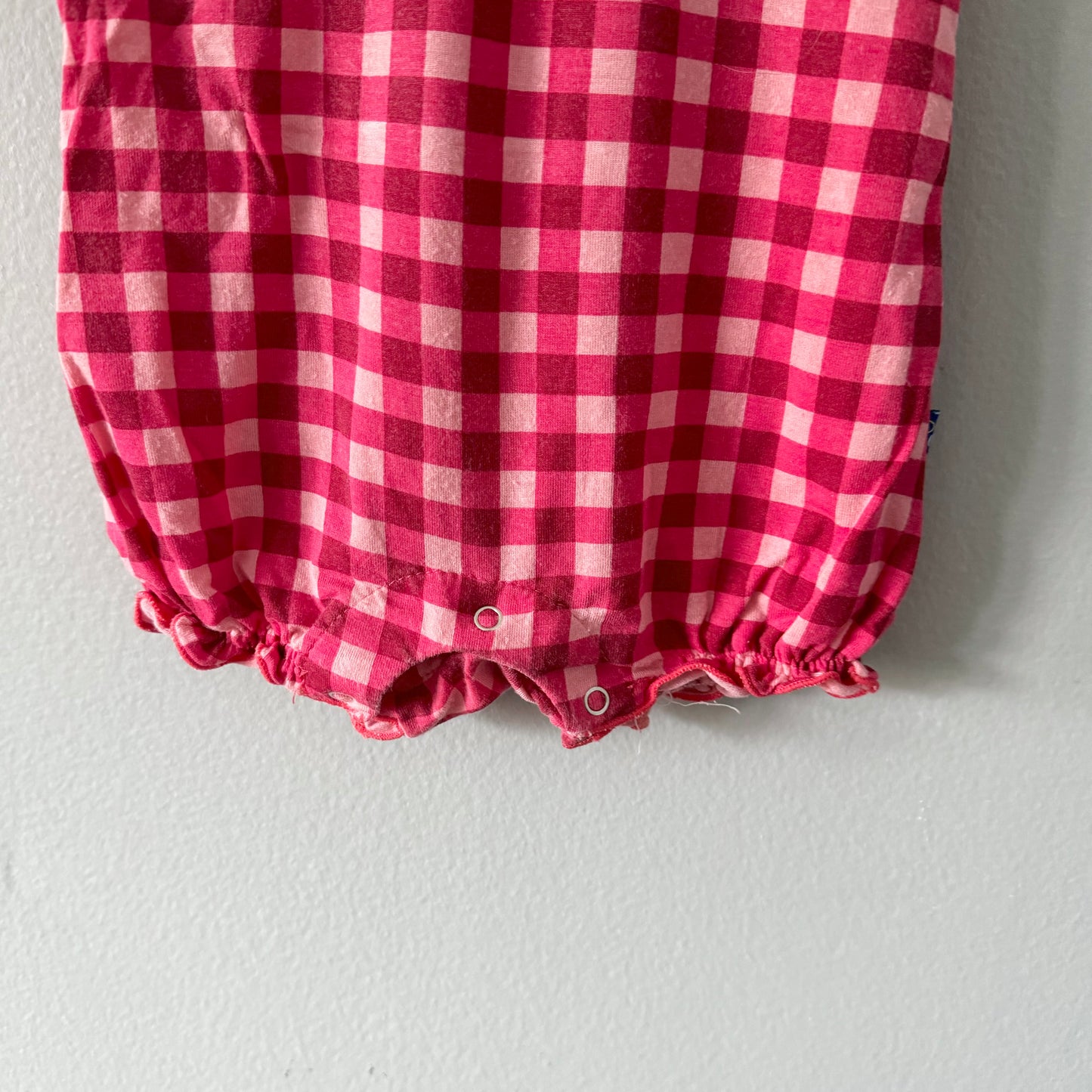 Kickee Pants	/ Pink gingham bubble romper / 3-6M