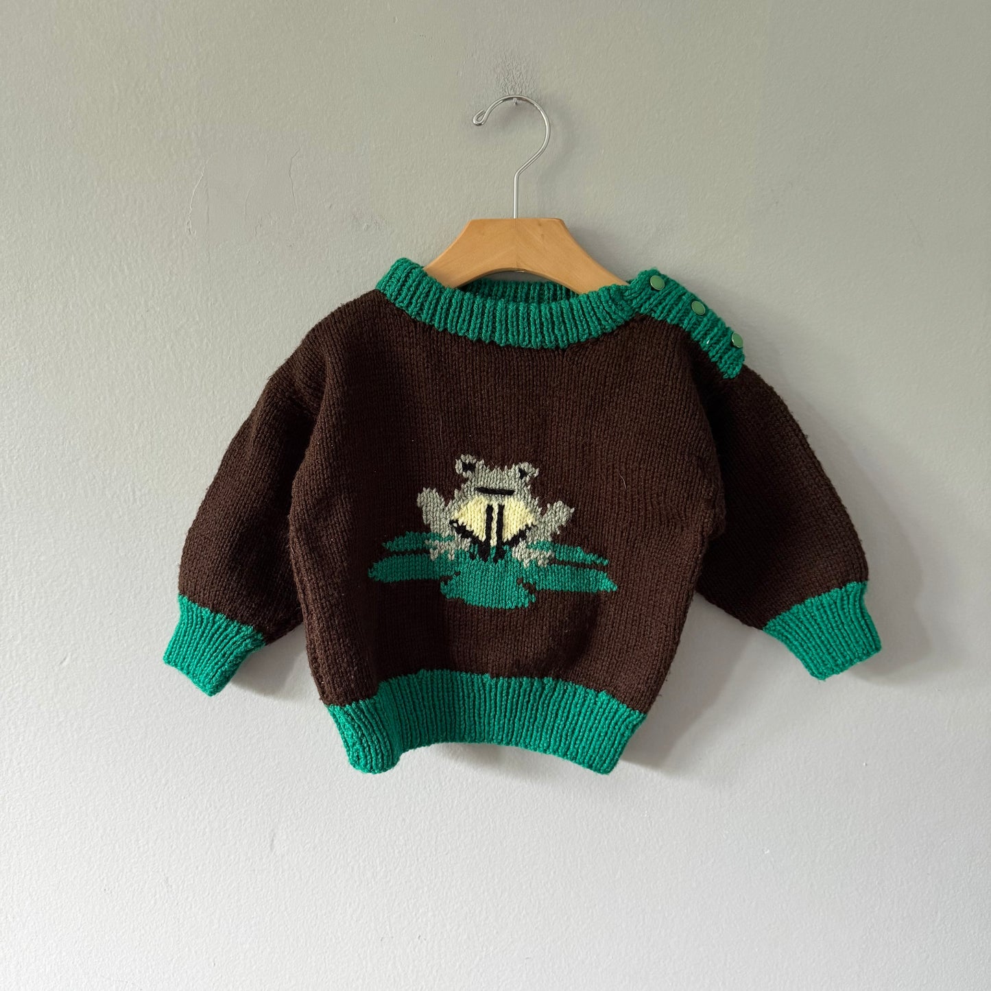 Handmade / Brown x frog knit pullover / 2T