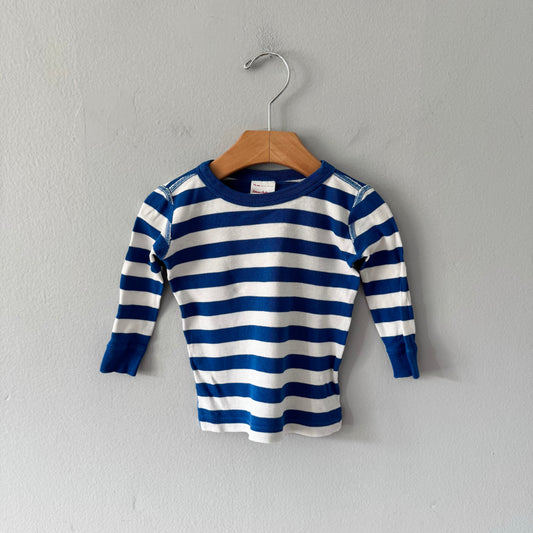 Hanna Andersson / White blue stripe top / 12-18M
