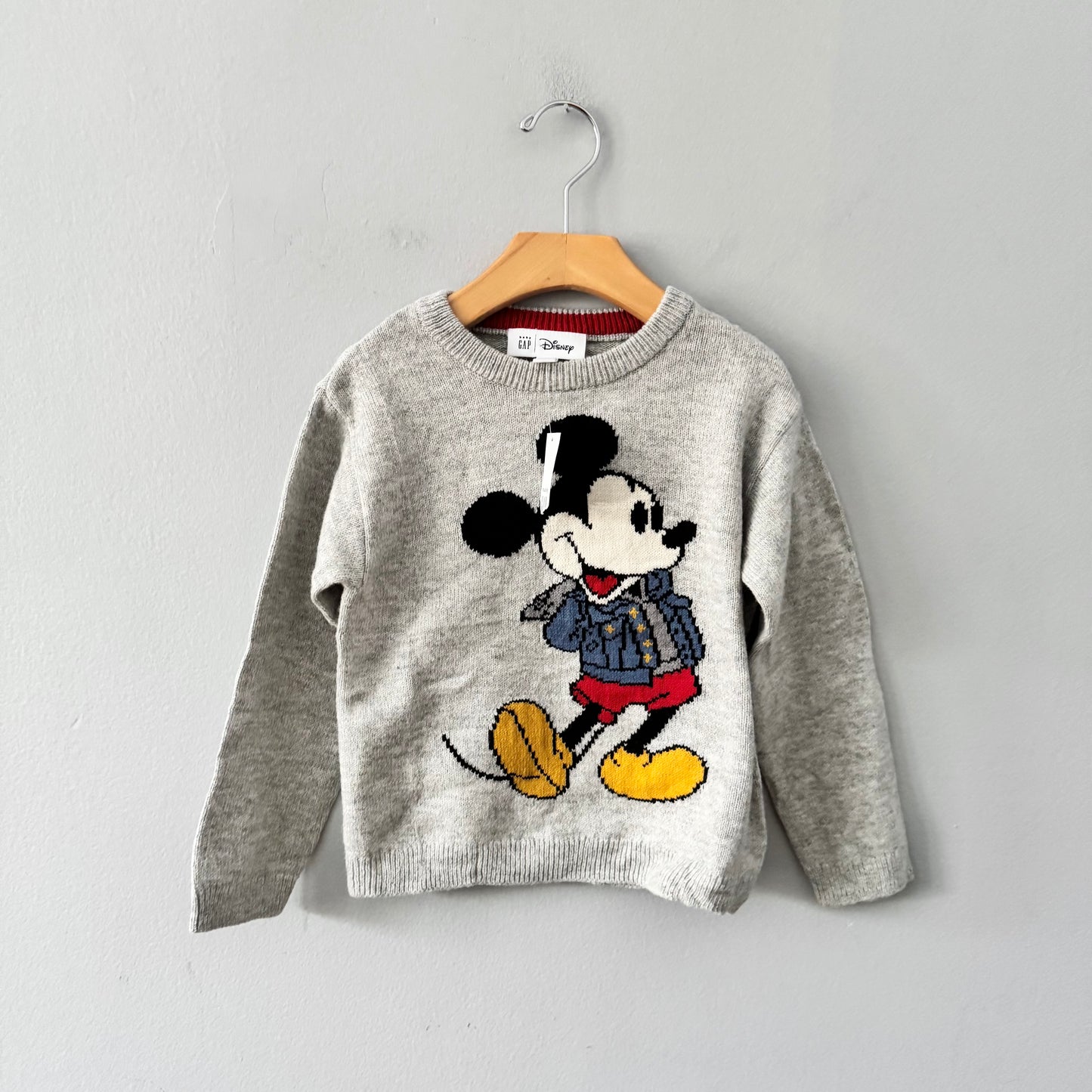 Gap	/ Pull en maille Mickey gris clair / 4 ans - Neuf avec étiquette