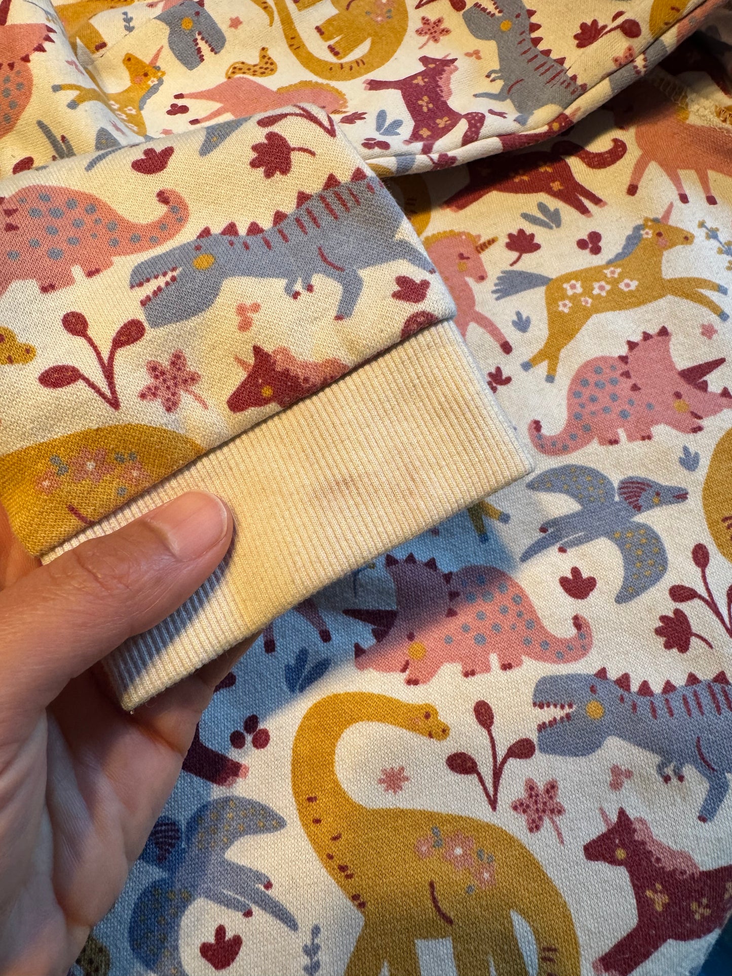 Picapino / Beige x dinosaur unicorn sweatshirt / 7Y