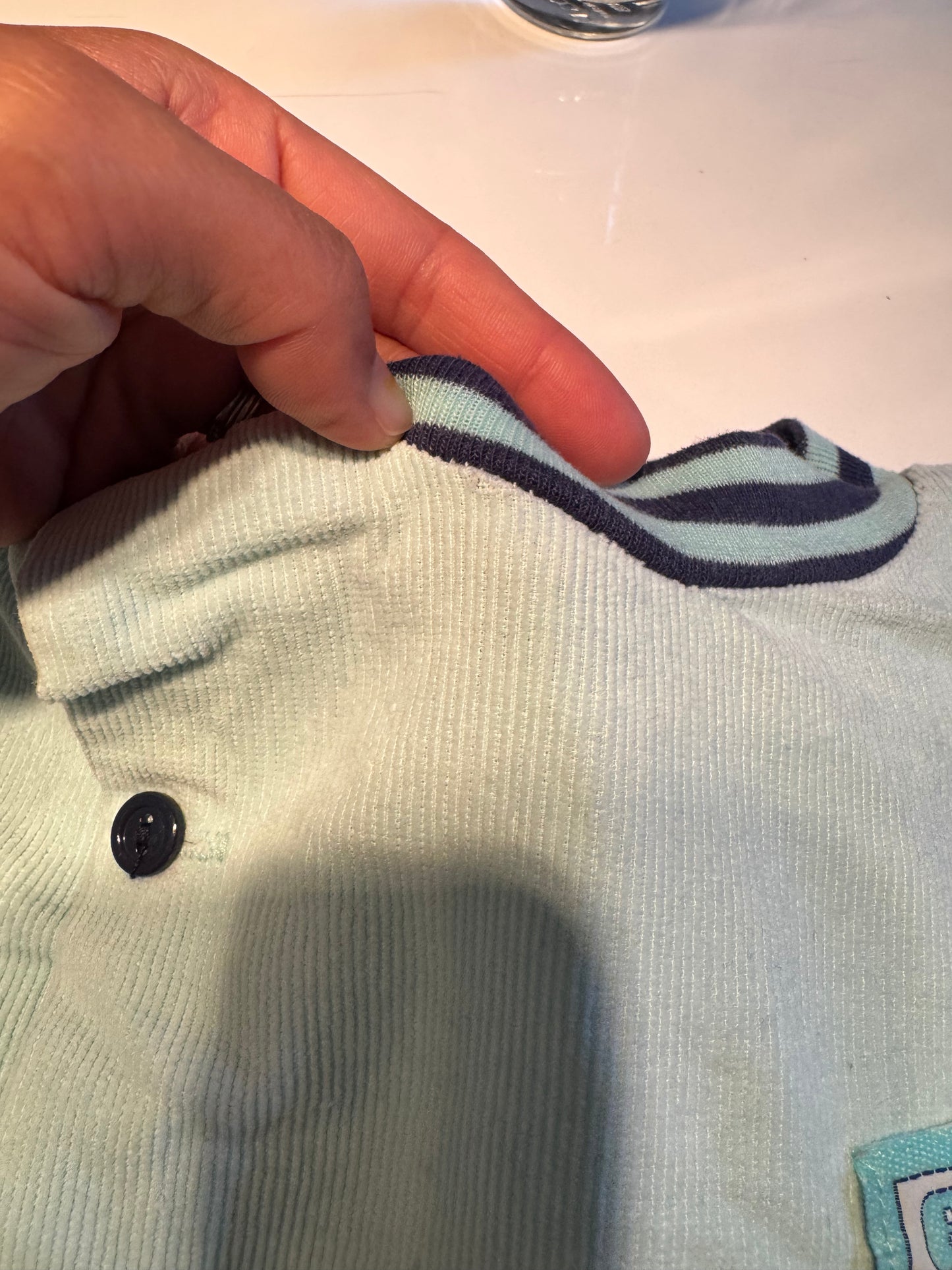 Vintage / Blue corduroy romper / 12M