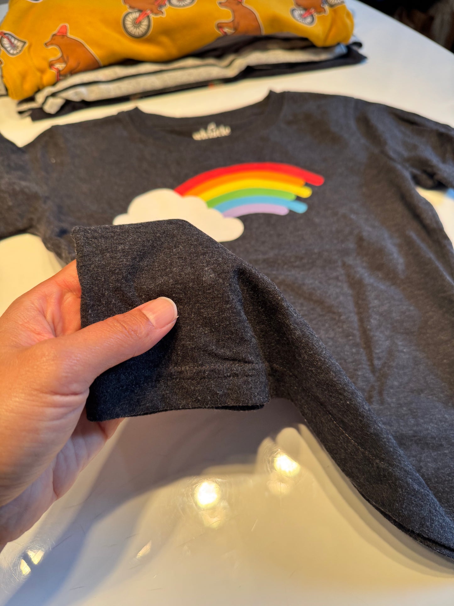 Whistle & Flute / Dark grey x rainbow T-shirt / 5-6Y