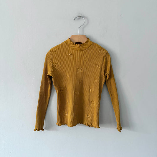 Zara / Mustard ribbed long sleeve top / 6Y