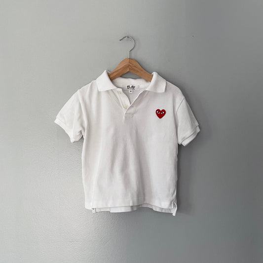 Comme des Garcons “Play” / White polo shirt / 4Y