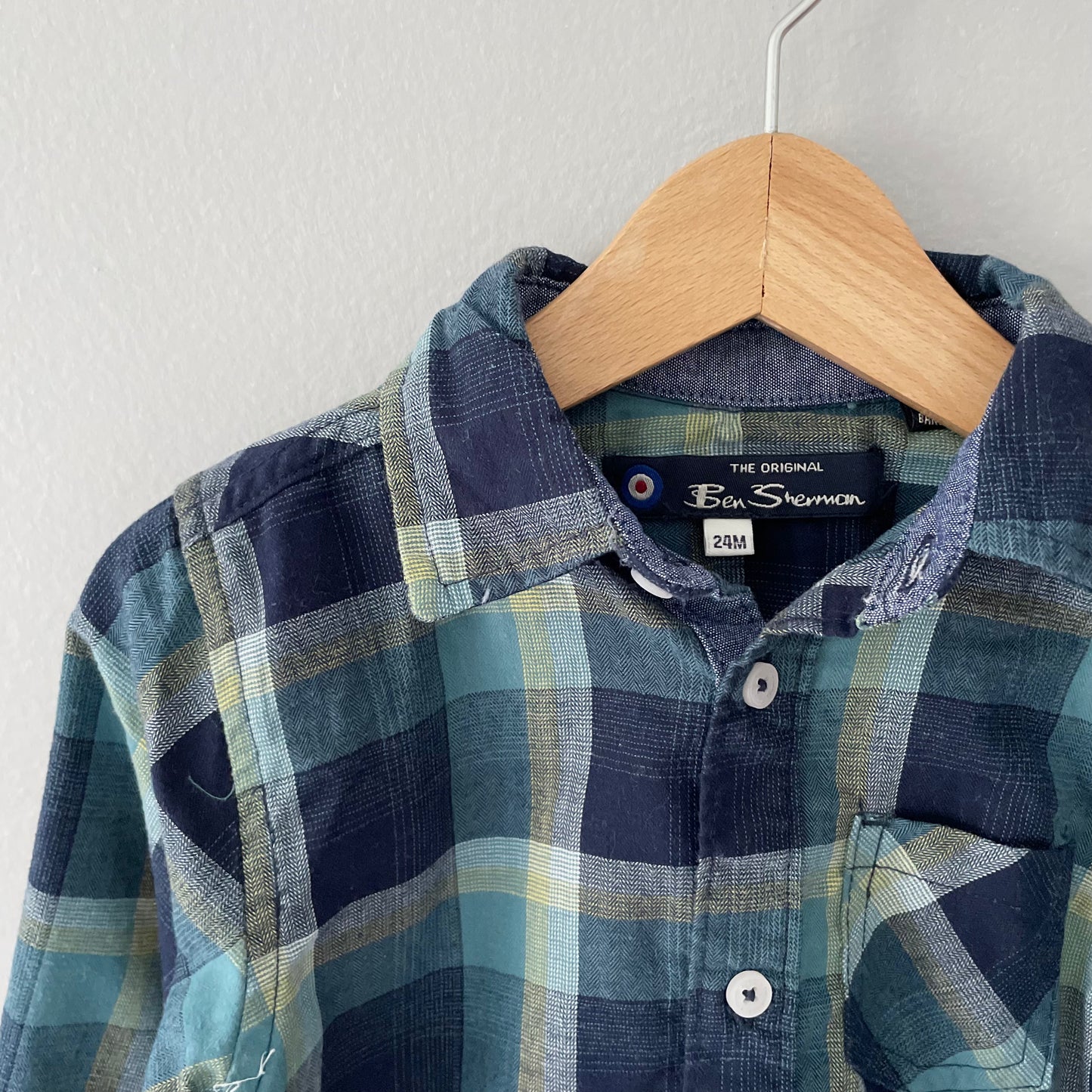 Ben Sherman / Green checked cotton shirt / 24M