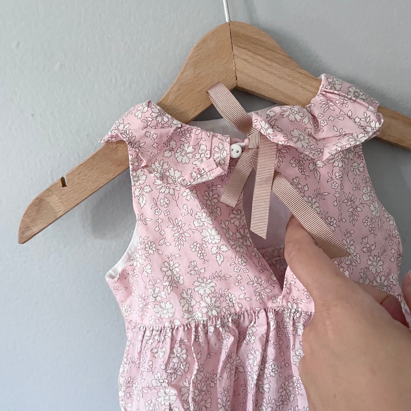 Amedama Factory / Pink liberty bubble onesie / 12M