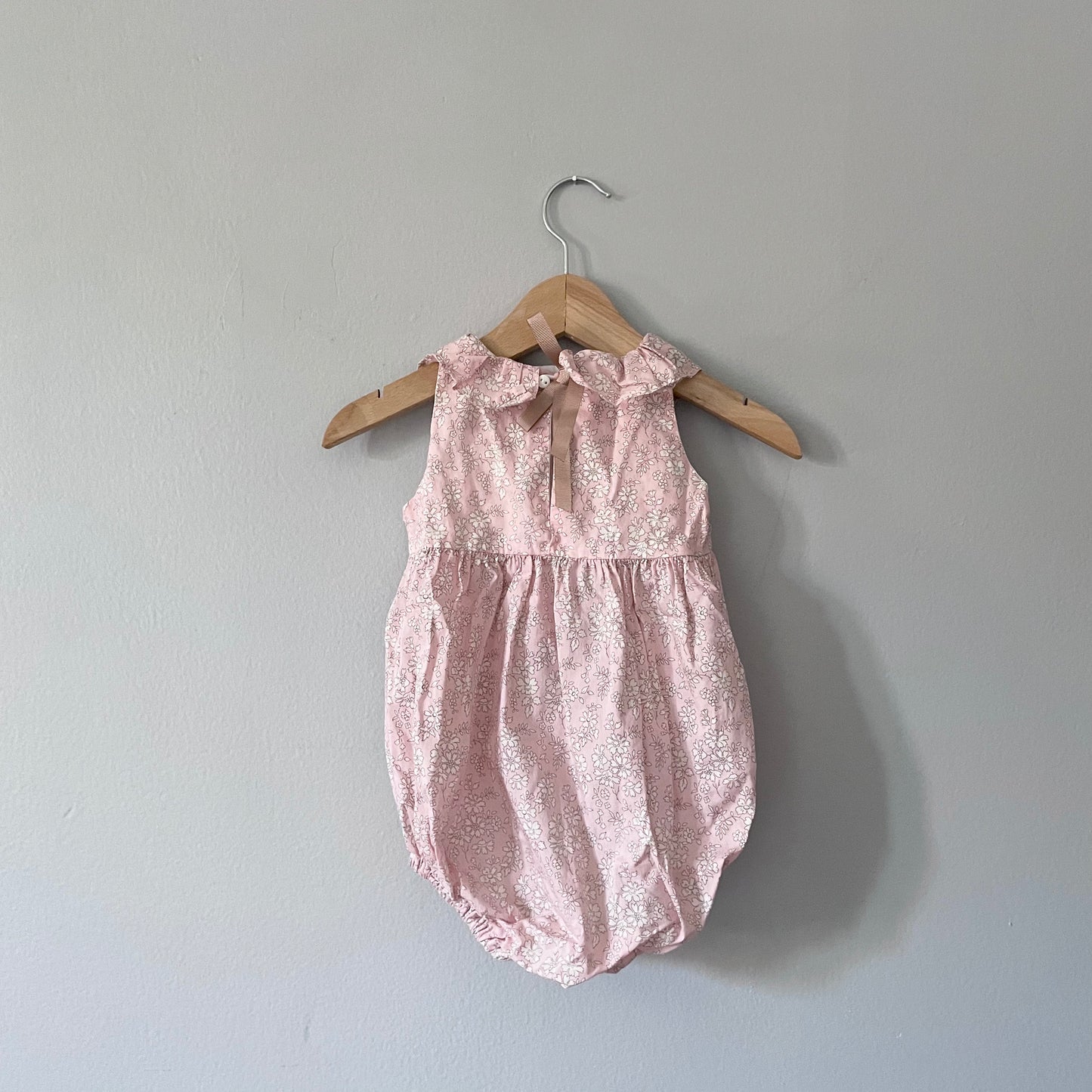 Amedama Factory / Pink liberty bubble onesie / 12M