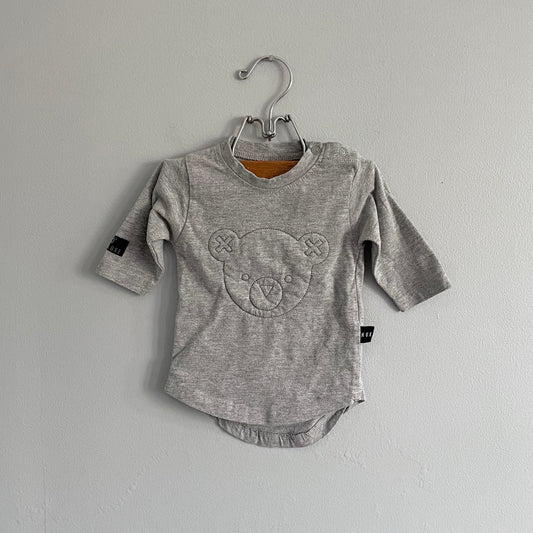 Huxbaby / Light grey long sleeve t-shirt / 0-3M