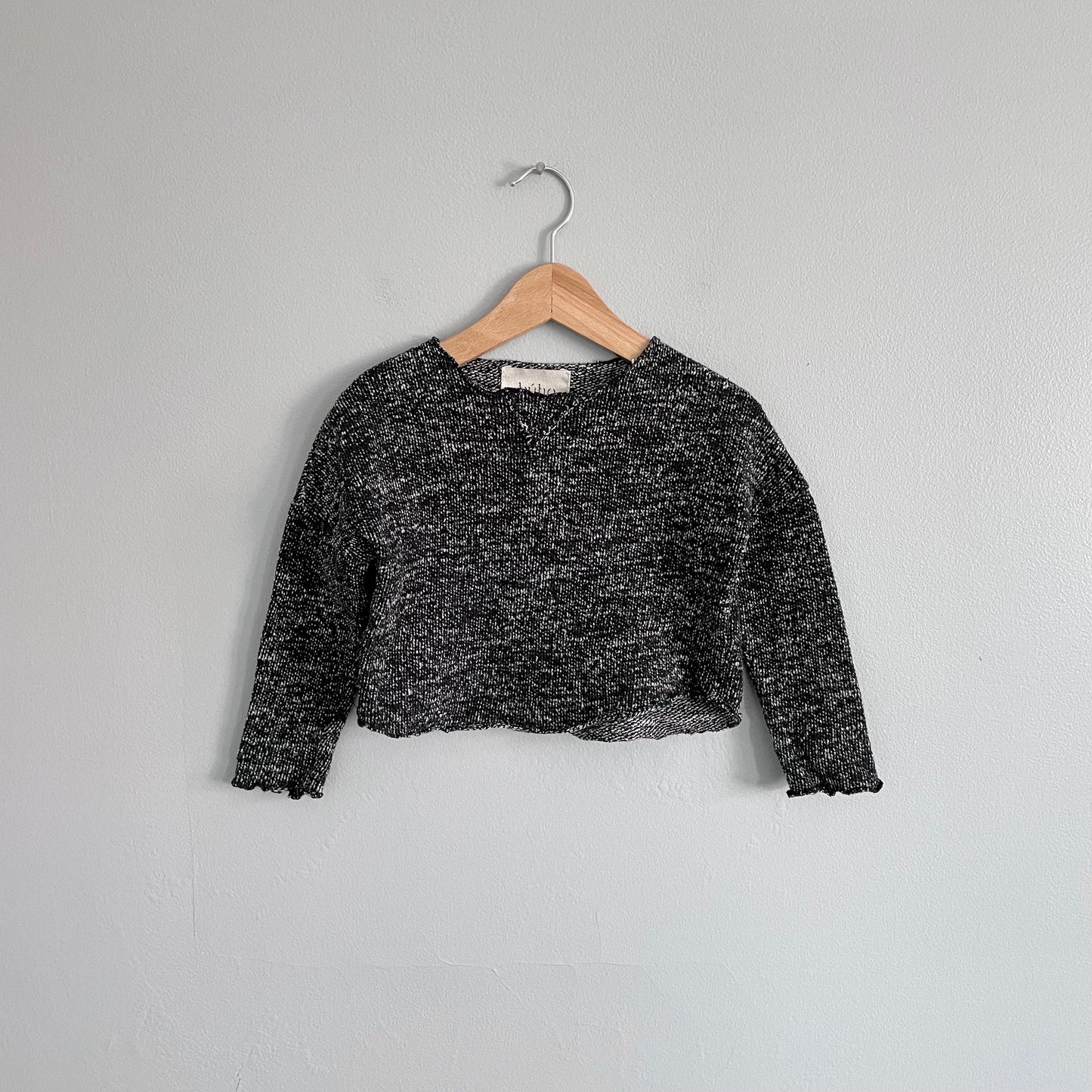 Buho / Black cotton knit pullover / 3Y