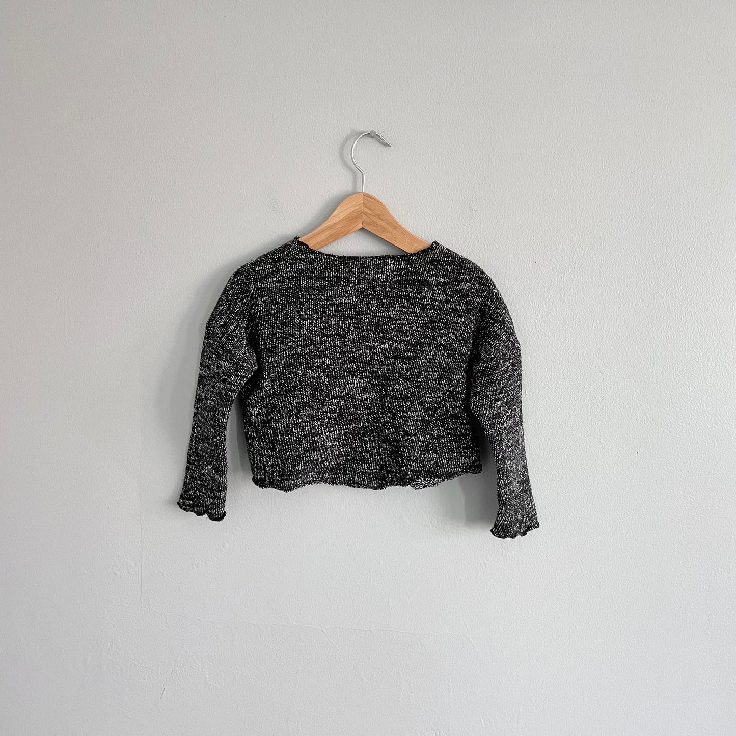 Buho / Black cotton knit pullover / 3Y