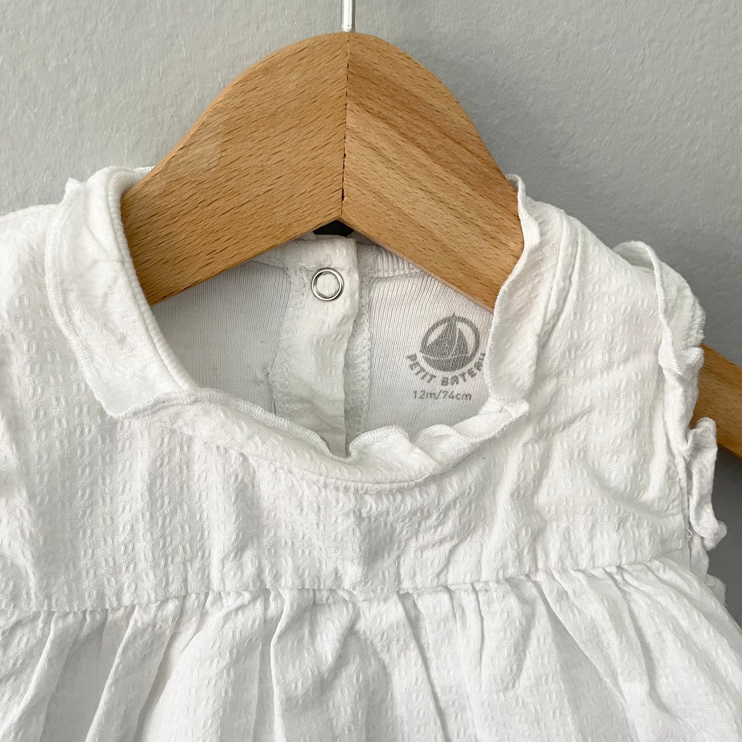 Petit Bateau / White cotton dress / 12M