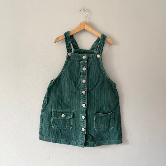 Vintage / Green corduroy overall skirt / 7Y